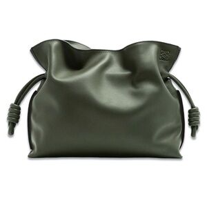 LOEWE- medium flamenco bag with tonal logo strap in khaki green